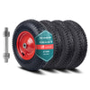Lot de 4 Roue gonflable robuste 4.80/4.00-8 pour chariot brouette alesage 20mm 400x85mm rouge - vounat.shop
