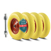 Lot de 4 Roue increvable 4.80/4.00-8 en PU pour brouette diable alesage 20mm 392x92 mm Jaune - vounat.shop