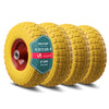 Lot de 4 Roue increvable 3.5-4 en PU pour brouette diable alesage 16mm 260x85mm Jaune - vounat.shop