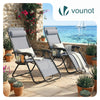 Chaise longue inclinable en textilene avec porte gobelet et portable gris Lot de 2 - vounat.shop