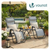 Lot de 2 Chaise longue inclinable en textilene avec table d'appoint porte gobelet et portable gris - vounat.shop