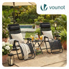 Lot de 2 Chaise longue inclinable en textilene avec table d'appoint porte gobelet et portable noir - vounat.shop