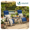 Lot de 2 Chaise longue inclinable en textilene avec table d'appoint porte gobelet et portable bleu - vounat.shop