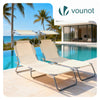 Lot de 2 chaise longue pliante avec pare soleil beige - vounat.shop