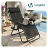 Chaise Longue inclinable en textilene avec porte gobelet et portable Noir Lot de 1 - vounat.shop
