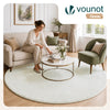 Tapis de salon poils ras doux antiderapant ф200cm uni crème - vounat.shop