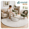 Tapis de salon poils ras doux antiderapant ф200cm uni crème - vounat.shop