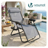Chaise longue inclinable en textilene avec porte gobelet et portable gris - vounat.shop