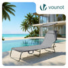 Chaise longue pliante avec pare soleil gris - vounat.shop