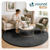 Tapis de salon poils ras doux antiderapant ф200cm uni anthracite - vounat.shop