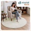 Tapis de salon poils ras doux antiderapant ф120cm uni crème - vounat.shop