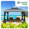Tonnelle de jardin exterieure pliable avec moustiquaire 3.6x3.6m gris - vounat.shop