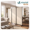 Paravent interieur separateur avec roue 3 panneaux autoportant pliable 262x 30 x 180 cm Beige - vounat.shop