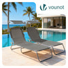Lot de 2 chaise longue pliante avec pare soleil gris - vounat.shop