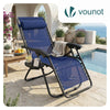 Chaise longue inclinable en textilene avec porte gobelet et portable bleue - vounat.shop