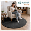 Tapis de salon poils ras doux antiderapant ф120cm uni anthracite - vounat.shop