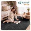 Tapis de salon poils ras doux antiderapant 160x230cm uni anthracite - vounat.shop