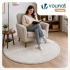 Tapis de salon poils ras doux antiderapant ф120cm uni crème - vounat.shop