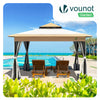 Tonnelle de jardin exterieure pliable avec moustiquaire 3.6x3.6m beige - vounat.shop
