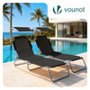 Lot de 2 chaise longue pliante avec pare soleil noir - vounat.shop