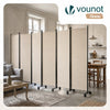 Paravent interieur separateur avec roue 6 panneaux autoportant pliable 340 x 30 x 171 cm Beige - vounat.shop