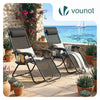 Chaise Longue inclinable en testilene avec porte gobelet et portable Noir Lot de 2 - vounat.shop