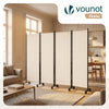 Paravent interieur separateur avec roue 4 panneaux autoportant pliable 228x 30 x 171 cm Beige - vounat.shop