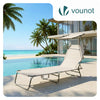Chaise longue pliante avec pare soleil beige - vounat.shop