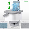 Balai microfibre et Seau Essoreur avec 6 serpillères Réutilisables Balai Plat Double compartiment blanc - vounat.shop