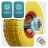 Lot de 4 Roue increvable 3.5-4 en PU pour brouette diable alesage 16mm 260x85mm Jaune - vounat.shop