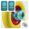 Lot de 4 Roue increvable 4.80/4.00-8 en PU pour brouette diable alesage 20mm 392x92 mm Jaune - vounat.shop