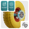 Lot de 4 Roue increvable 3.5-4 en PU pour brouette diable alesage 16mm 260x85mm Jaune - vounat.shop