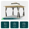 Tonnelle de jardin exterieure pliable avec moustiquaire Pop up 3.6x3.6m beige - vounat.shop