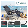 Chaise Longue inclinable en textilene avec porte gobelet et portable Noir Lot de 1 - vounat.shop