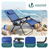 Lot de 2 Chaise longue inclinable en textilene avec table d'appoint porte gobelet et portable bleu - vounat.shop