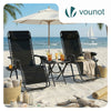 Lot de 2 Chaise longue inclinable en textilene avec table d'appoint porte gobelet et portable noir - vounat.shop