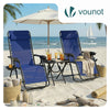 Lot de 2 Chaise longue inclinable en textilene avec table d'appoint porte gobelet et portable bleu - vounat.shop