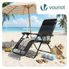 Chaise Longue inclinable en textilene avec porte gobelet et portable Noir Lot de 1 - vounat.shop