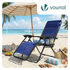 Chaise longue inclinable en textilene avec porte gobelet et portable bleue - vounat.shop