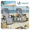 Lot de 2 Chaise longue inclinable en textilene avec table d'appoint porte gobelet et portable gris - vounat.shop