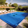 Bache piscine rectangulaire double couche en Polyethylene 160 gr/m2 avec filet ecoulement 4x7m Bleue - vounat.shop