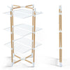 Sechoir a linge etendoir tour pliable 3 niveaux 69x69x136 cm style bois blanc - vounat.shop