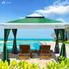 Tonnelle de jardin exterieure pliable avec moustiquaire 3.6x3.6m vert - vounat.shop