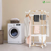 Sechoir a linge etendoir tour pliable 3 niveaux 69x69x136 cm style bois blanc - vounat.shop
