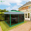 Tonnelle de jardin exterieure pliable avec moustiquaire 3.6x3.6m vert - vounat.shop