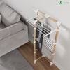 Sechoir a linge etendoir tour pliable 3 niveaux 69x69x136 cm style bois blanc - vounat.shop