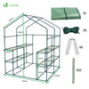 Serre de jardin avec etageres et bache PE renforcee 135g/m2 143x143x195cm Vert - vounat.shop