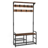Porte manteau avec banc et etageres meuble entrée 185x85x33cm - vounat.shop