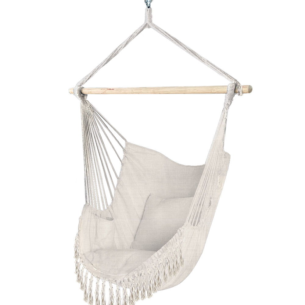 Chaise suspendue hamac avec 2 oreillers Beige - vounat.shop