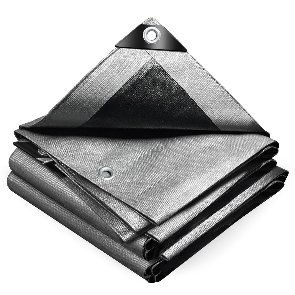 Bâche de Protection en Polyéthylène resistant et impermeable 240g/m² gris et noir 1.5x6m - vounat.shop